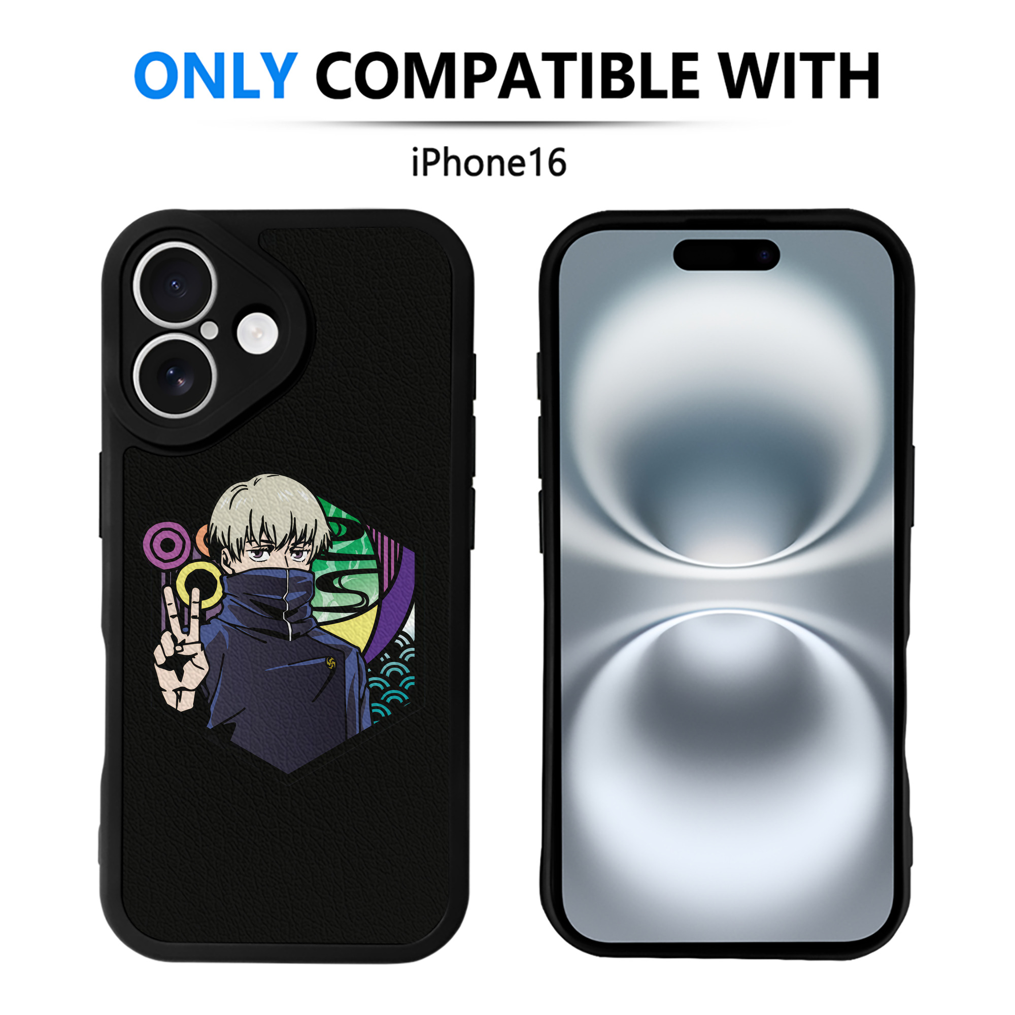 （画像用） 呪術廻戦 Jujutsu Kaisen 【iPhone 16シリーズ対応】シリコンスマホケース（レザー調） 材質：シリコン